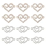 PH PandaHall Heart Rhinestone Charms, 20pcs Love Heart Links Double Heart Connector Charms Crystal Dangle Charms for Jewelry Choker Necklace Making Christmas Valentine