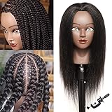 Mannequin Head with Human Hair for Braiding 100% Real Hair Mannequin Head Cosmetology with Hair Doll head for Hair Styling Free Table Mannequin Stand(14')