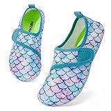 HIITAVE Girls Water Shoes Outdoor Quick Dry Swim Barefoot Beach Aqua Pool Socks for Kids Toddler Aqua/Mermaid Scales 1-1.5 M US Little Kid