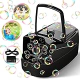 Bubble Machine, Automatic Bubble Blower Electronics Bubble Maker for Kids 10000+ Bubbles Per Minute with 2 Speeds, 8 Wands,Plug-in or Batteries Bubbles Toy for Outdoor/Indoor Party Birthday (Black)