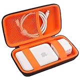 Elonbo Carrying Case ​for Apple MagSafe Charger Battery Pack, Hard Travel Organize Bag for Mag Safe Magnetic Power Bank for iPhone 13/13 Pro, Extra Mesh Pocket Fits Power Adapter, Black+Orange
