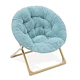 Milliard Mini Cozy Chair for Kids, Sensory Faux Fur Folding Saucer Chair for Toddlers, Blue