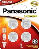 Panasonic CR1632 3.0 Volt Long Lasting Lithium Coin Cell Batteries in Child Resistant, Standards Based Packaging, 4-Battery Pack