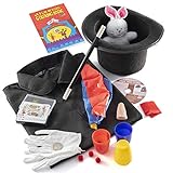Kids Magician Costume and Kids Magic Kit - Magic Tricks Games Toy with Magic Costume Includes Top Hat, Cane, Cape, Wand and Full Hour Magic Training Instruction DVD for Boys Girls and Toddlers