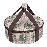FATOLXX Round Potluck Casserole Carrier Dish Bag - Food Pie Cake Carriers for Hot or Cold Travel Potluck Parties,Picnic,Cookouts,Beach(Brown-1)