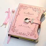Hoci Poci Diary with Lock and Keys for Girls Gift Ideas, 360 Gold Edged Pages Journal for Women, B6 Refillable Notebook for Writing with Pen and Bookmark (Garden Pink)
