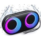 MIATONE Portable Bluetooth Speakers with Lights, Wireless Speaker with Bass, 15W, IPX7 Waterproof, Bluetooth 5.3, 24H Playtime, Built-in MIC, TWS Portable Speaker for Gift Camping Shower