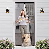 Gorilla Grip Durable Mesh Magnetic Screen Door, Easy Install Magnet Closure Curtain Keeps Bugs Out, Hands Free for Patio Sliding Glass Door, Pets and Kids, Mosquito Repellant Net, 38x82