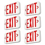 FREELICHT Red LED Exit Sign with Battery Backup，Exit Sign for Business，Easy to Install，UL Certified，AC 120/277V，Pack of 6