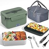 Vabaso Electric Lunch Box Food Heater, 100W Heated Lunch Box for Adults Car/Truck Home/Work, 1.8L/61oz Food Warmer Heating Lunch Box with Removable Container, 12V/24V/110V