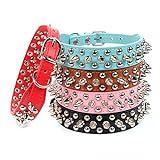 Aolove Mushrooms Spiked Rivet Studded Adjustable Pu Leather Pet Collars for Cats Puppy Dogs (X-Small, Black)