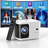 [Electric Focus] 5G WiFi Mini Bluetooth Projector 4K Support, 300 ANSI HD 1080P Portable Video Projector, ±40° Vertical Keystone|Zoom|Timer, DBPOWER Smartphone Projector Outdoor Movie for TV (White)