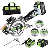 WORKPRO 20V Cordless Mini Circular Saw, 4-1/2' Compact Wireless Circular Saw 4.0Ah Battery, Fast Charger, 3 Saw Blades, 4500RPM, Laser Guide, Max Cutting Depth 1-11/16'(90°), 1-1/8'(45°)