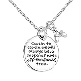 lauhonmin Cousin Necklace Family Gifts - Cousin to cousin we will always be a couple of nuts off the family tree Stainless Steel