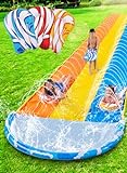 JOYIN 22.5ft Triple Water Slide and 3 Body Boards, Heavy Duty Lawn Water Slides Waterslide and Slip Sprinkler for Kids Adults Backyard Summer Water Toy Outdoor Fun