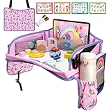 Blissful Diary Travel Tray For Kids Car Seat, Toddler Road Trip Essentials With Drawing Kit, Carseat Tray For Kids Travel, Road Trip Must Haves For Kids, Kids Travel Tray for Car Seat - Pink