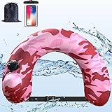 Floatation Swim Trainer, Bessailer Floatation Swim Belts for Adults and Kids with Fast Press Inflatable Valve, Multipurpose Portable Design with Waterproof Phone Pouch for Pool Travel Beach (red)
