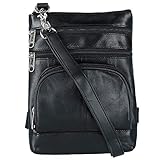 CTM® Leather Biker Hook Waist Belt Bag with Thigh Strap, Black