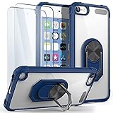 ULAK Compatible with iPod Touch 7th Generation Case with Screen Protector, Clear Back Cover with Build in Kickstand, Heavy Duty Hard Shell Case for Apple iPod Touch 7th/6th/5th Gen, Blue