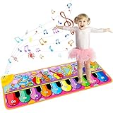 Kids Musical Piano Mats with 25 Music Sounds,Musical Toys Baby Floor Piano Keyboard Mat Carpet Animal Blanket Touch Playmat Early Education Toys for 1 2 3 4 5 6+ Year Girls Boys Toddler
