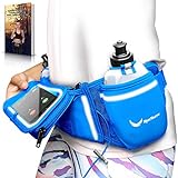 [Voted No.1 Hydration Belt] Blue Winners' Running Fuel Belt - Includes Accessories: 2 BPA Free Water Bottles & Runners Ebook - Fits Any iPhone - w/Touchscreen Cover - No Bounce Fit and More!