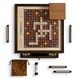 WS Game Company Scrabble Heirloom Edition with Rotating Solid Walnut Cabinet