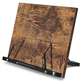 SONGMICS Cookbook Stand, Foldable Cookbook Holder, Recipe Book Holder with Clips, 5-Angle Adjustable, for Kitchen, Rustic Brown ULLD112B01