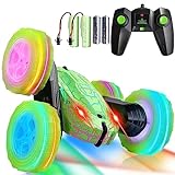 FAFUGANIA Remote Control Car, 360° Rotating RC cars with Wheel Light and Body crack light,Fast and Flips 4WD Double-Sided RC Stunt Cars For 6-12 years old Kids Xmas Toy Cars Gift(Green) (1239A)