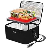 Portable Oven | 12V 24V Car Truck Food Warmer | Mini Personal Electric Heated Lunch Box with Vehicle Plug for Cooking and Reheating Meals for Work, Road Trip, Camping, Traveling, Picnic Aotto (Black)