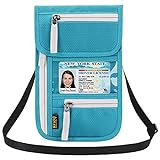 Peicees RFID Blocking Travel Neck Wallet for Men Women Family Passport Holder Lanyard Neck Pouch Slim Travel Document Holder