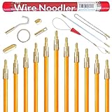 Wire Noodler - Complete Wire and Cable Pulling Fish Tape Kit With Flexible, Fiberglass Rods, Chain Noodles, LED Light, Magnet, Hooks, and Carrying Case - Ideal for Electricians and DIYers (11 Feet)