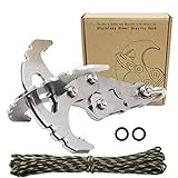 CZS Gravity Hook Stainless Steel Grappling Hook Survival Folding Climbing Claw Serrated Mechanical Claw Military Grade Paracord Rope for Outdoor Activity EDC Tool