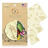 Bee's Wrap - Assorted 3 Pack - Made in USA - Certified Organic Cotton - Plastic and Silicone Free - Reusable Beeswax Food Wraps - 3 Sizes (S,M,L)
