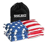 Cornhole Bags All Weather Set of 8 for Cornhole Toss Games-Regulation Weight & Size-Includes Tote Bags (Stars & Stripes)