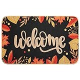 Erweicet Fall Welcome Mat Hello Fall Maple Leaves Thanksgiving Front Door Fall Blanket Fall Outdoor Non Slip Mat Autumn Harvest for Indoor Outdoor Mat