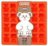 Jumbo Size Gummy Bear Mold, Makes 22 Bears, Food Grade Silicone to Make Candy, Soap, Gelatin, Cupcake Toppers, Chocolate and Ice Tray Molds