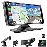 Dogfuel Portable Apple Carplay Car Screen, 9.3'' Wireless Carplay Stereo&Android Auto Touch Screen with 2.5K Dash Cam, 1080p Backup Camera/Loop Recording/Bluetooth GPS Navigation Head Unit/Mirror Link