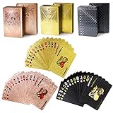 3 Decks Waterproof Playing Cards Plastic Deck of Playing Poker Cards Cool Black Rose Gold, Themed Standard, Waterproof Poker Cards Game Luxury Unique Playing Cards for Adults