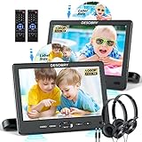 Car DVD Player Dual Screen with Headrest Mount, DESOBRY 10.5' Portable DVD Player for Car with Suction-Type Disc in, Play a Same or Two Different Movies, Support 1080P Video,HDMI Input, USB/SD Reader