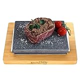 Black Rock Grill Restaurant-Grade Hot Stone Set - Extra-Thick Lava Stone for Superior Sizzling Steak Cooking.