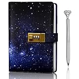 Dark Galaxy Design with Lock, Journal with Lock bundled with Pen, Locking Journal with PU Leather, Notebook with Lock A5 size, Locked Journal, Journals with locks, Journal Lock
