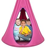 Sorbus Kids Nest Swing Chair Nook – Hanging Seat Hammock for Indoor Outdoor Use – Great for Children (40 Inch, Nest Pink)