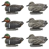 Cupped Waterfowl Teal Duck Decoys, Extremely Realistic 6-Pack of Teal Decoys with Weighted Keels, Great for Waterfowl Hunting