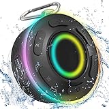 Bluetooth Shower Speaker, IP7 Waterproof Speakers Bluetooth Wireless with Suction Cup, Portable Speaker 360 HD Surround Sound, LED Light Wireless Speaker Dual Stereo Pairing, Built-in Mic Shower Radio