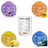 Urinal Screen Deodorizer, Urinal Pads with 15 Clear Gloves, Pack of 12 Urinal Blocks for Toilets, Schools and Offices- Urinal Cakes Bulk Scented Anti-Splash Ocean/Lavender/Lemon/Orange