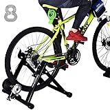 Bike Trainer Stand for 26'-28' Mountain & 700C Road Bikes, Indoor Stationary Bicycle Exercise w Quiet Noise Reduction/Wider 8 Level Resistance