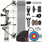 Lanneret Compound Bow and Archery Sets - Right Hand Archery Compound Bows 0 - 70 lbs Draw Weight Adjustable for Adults and Beginners，Hunting Bow Kit for Beginner Camouflage