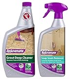 Rejuvenate Scrub Free Soap Scum Remover – 24 Ounce & Grout Deep Cleaner - Cleaning Formula Instantly Removes Years of Dirt Build-Up 32 Fl Oz (Pack of 1)
