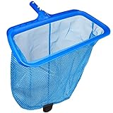 Poolvio Swimming Pool Skimmer Net, Fine Mesh Pool Leaf Rake Net with Double-Layer Deep Bag, Reinforced Frame - Swimming Pool Nets for Cleaning Finest Debris