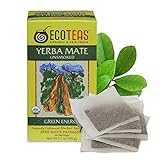 ECOTEAS Organic Unsmoked Yerba Mate Tea Bags - 24 Count, 1.7 Oz - Organic Detox Tea - Hi Caf Tea - Clean Yerba Mate Energy Burst - Ecoteas Yerba Mate
